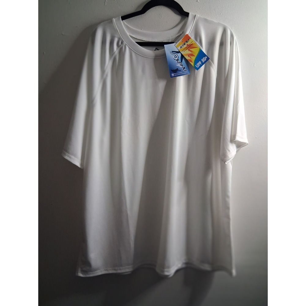 Kanu Surf Mens White Rash Guard UPF 50+ Swim Shirt Short Sleeve Size 3X NEW